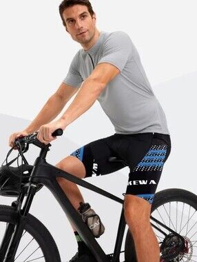 Bikewa Men's Athletic Biking Shorts - Padded Black and Blue Size Med NEVER WORN